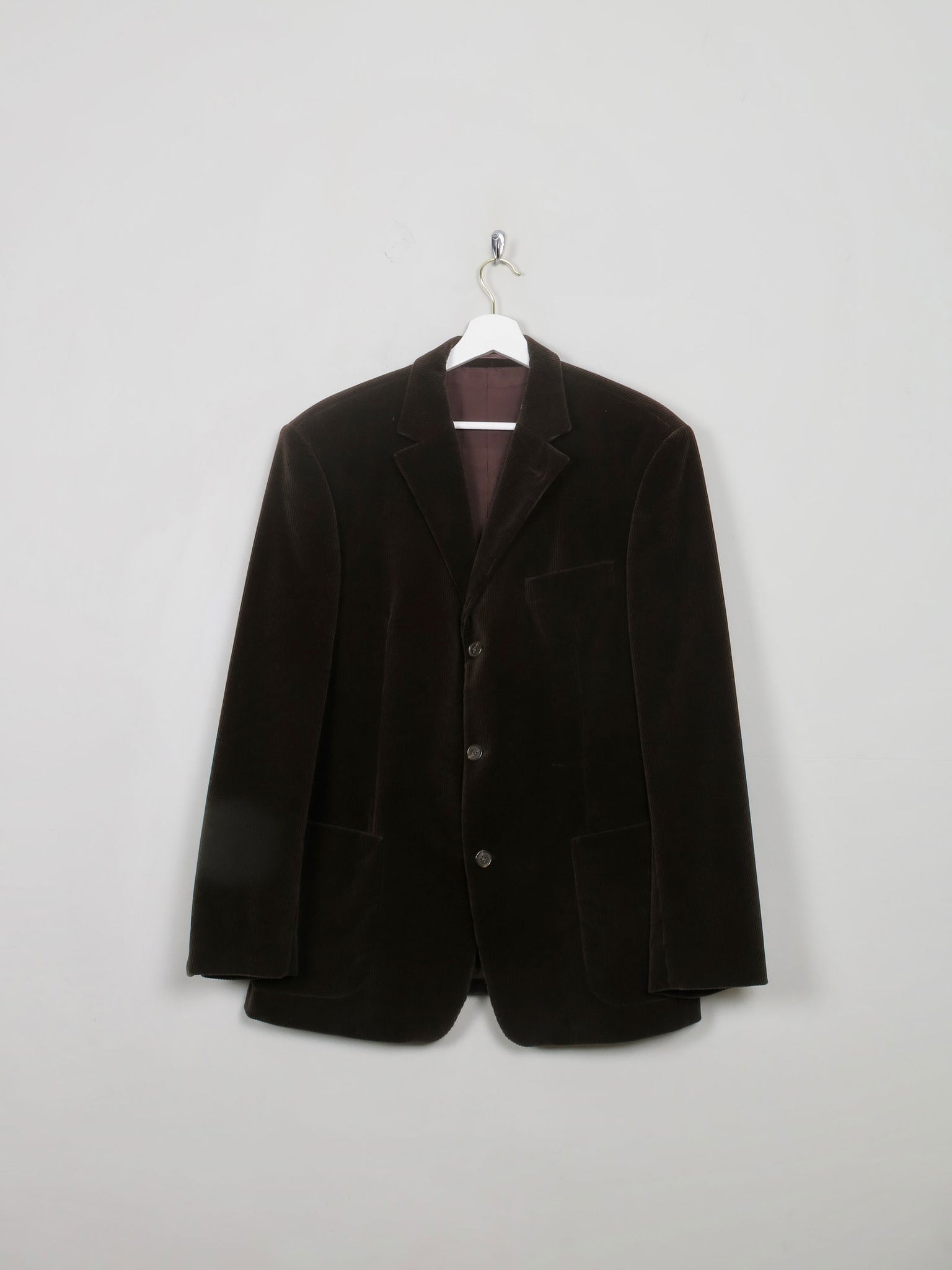Men's Vintage Brown Velvet Jacket L - The Harlequin