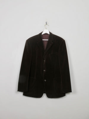 Men's Vintage Brown Velvet Jacket L - The Harlequin