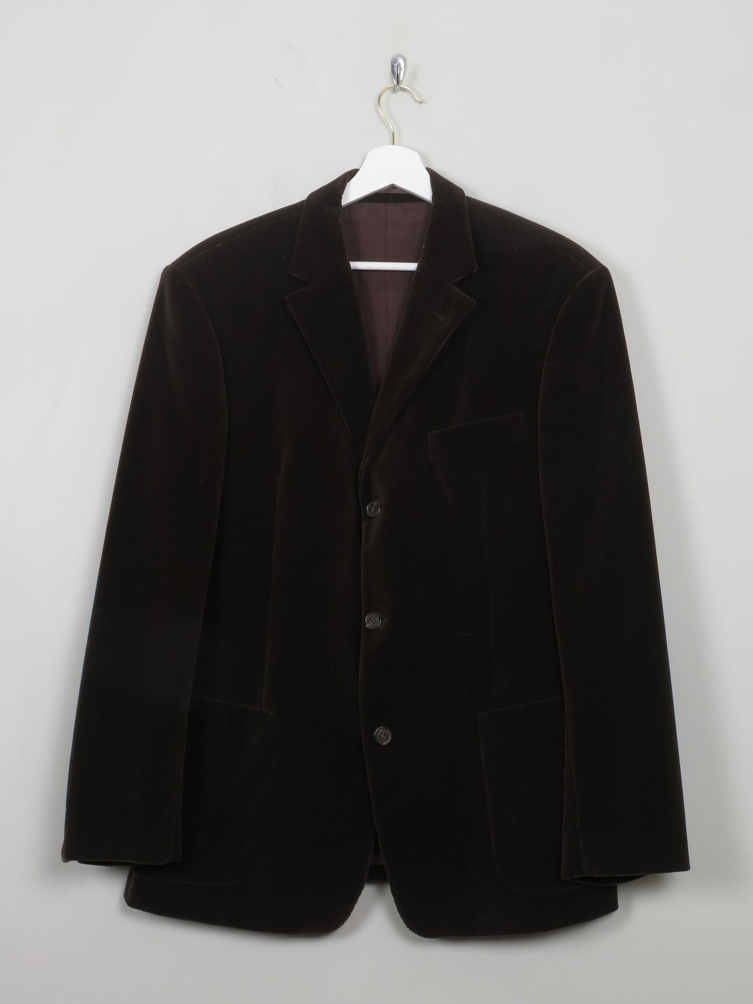 Men's Vintage Brown Velvet Jacket L - The Harlequin