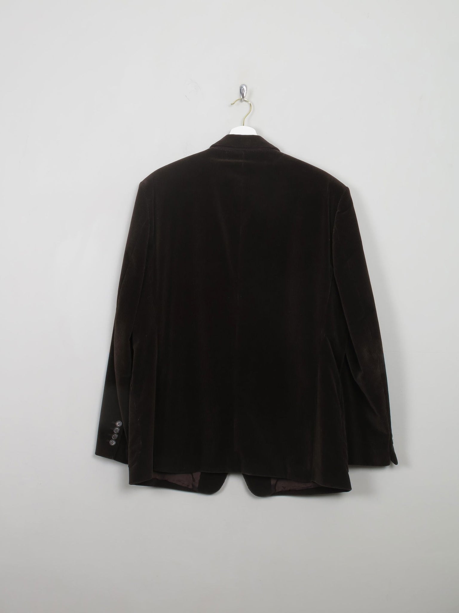 Men's Vintage Brown Velvet Jacket L - The Harlequin