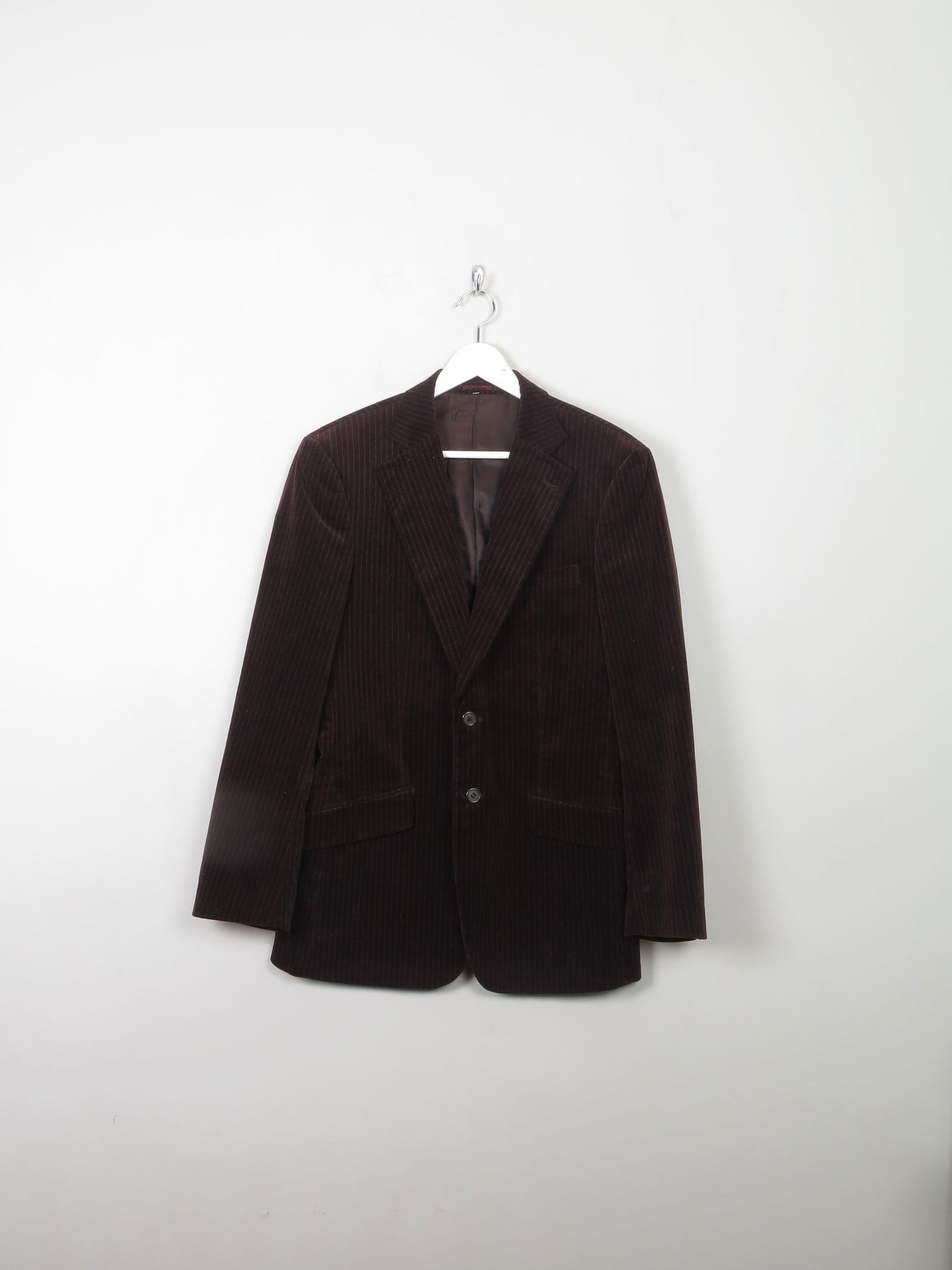 Men's Vintage Brown Velvet Jacket With Stripes 40" - The Harlequin