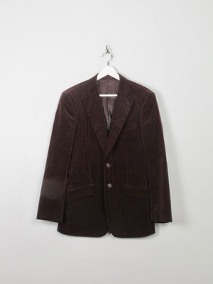 Men's Vintage Brown Velvet Jacket With Stripes 40" - The Harlequin