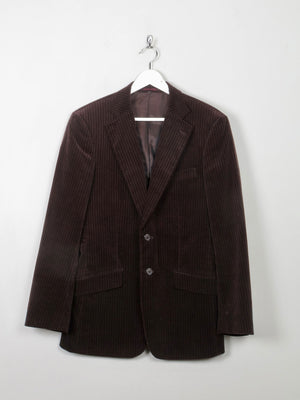 Men's Vintage Brown Velvet Jacket With Stripes 40" - The Harlequin