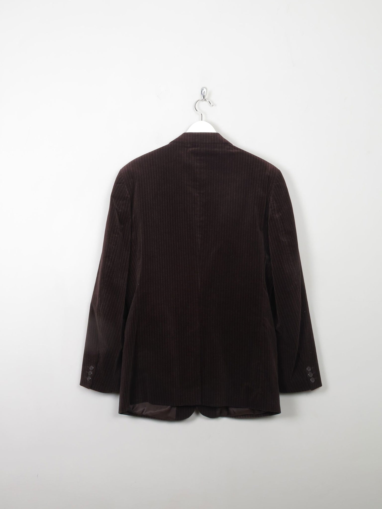 Men's Vintage Brown Velvet Jacket With Stripes 40" - The Harlequin