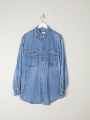 Men’s Vintage Calvin Klein Blue Denim Oversized Shirt M - The Harlequin