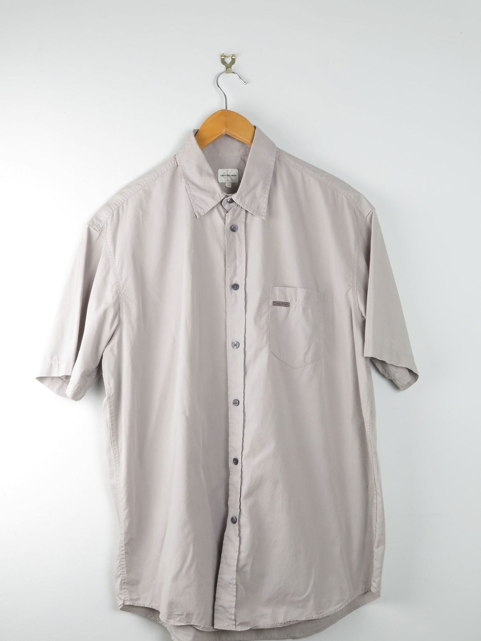 Men's Vintage Calvin Klein Khaki Shirt L - The Harlequin