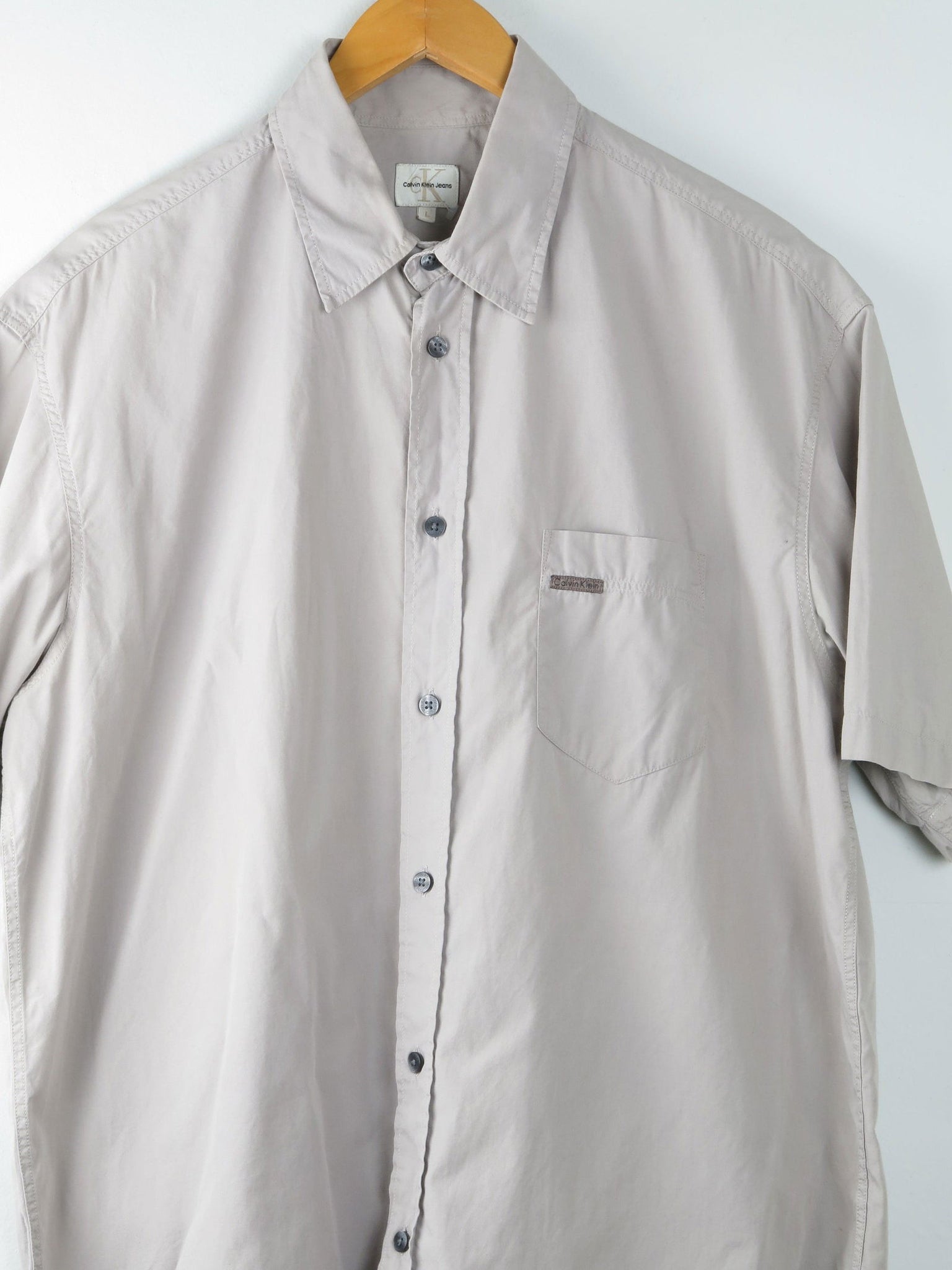 Men's Vintage Calvin Klein Khaki Shirt L - The Harlequin