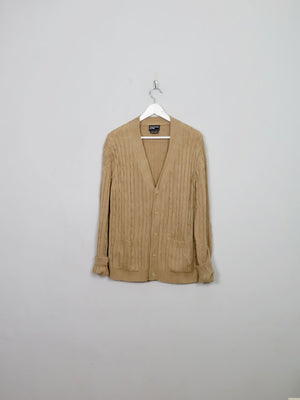 Men's Vintage Camel Cable-knit Cardigan  L - The Harlequin