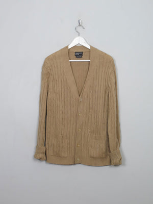 Men's Vintage Camel Cable-knit Cardigan  L - The Harlequin