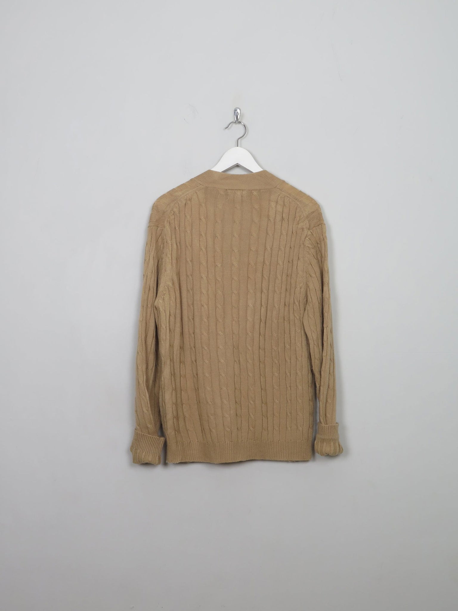 Men's Vintage Camel Cable-knit Cardigan  L - The Harlequin