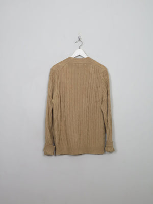 Men's Vintage Camel Cable-knit Cardigan  L - The Harlequin