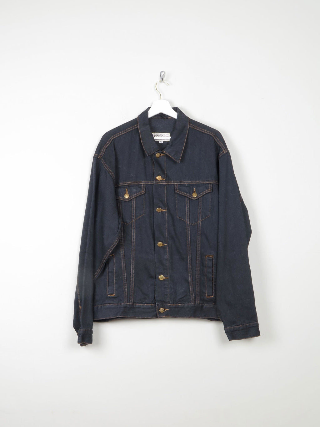 Men's Vintage Charcoal Black Denim Jacket L - The Harlequin