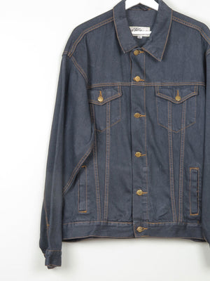 Men's Vintage Charcoal Black Denim Jacket L - The Harlequin