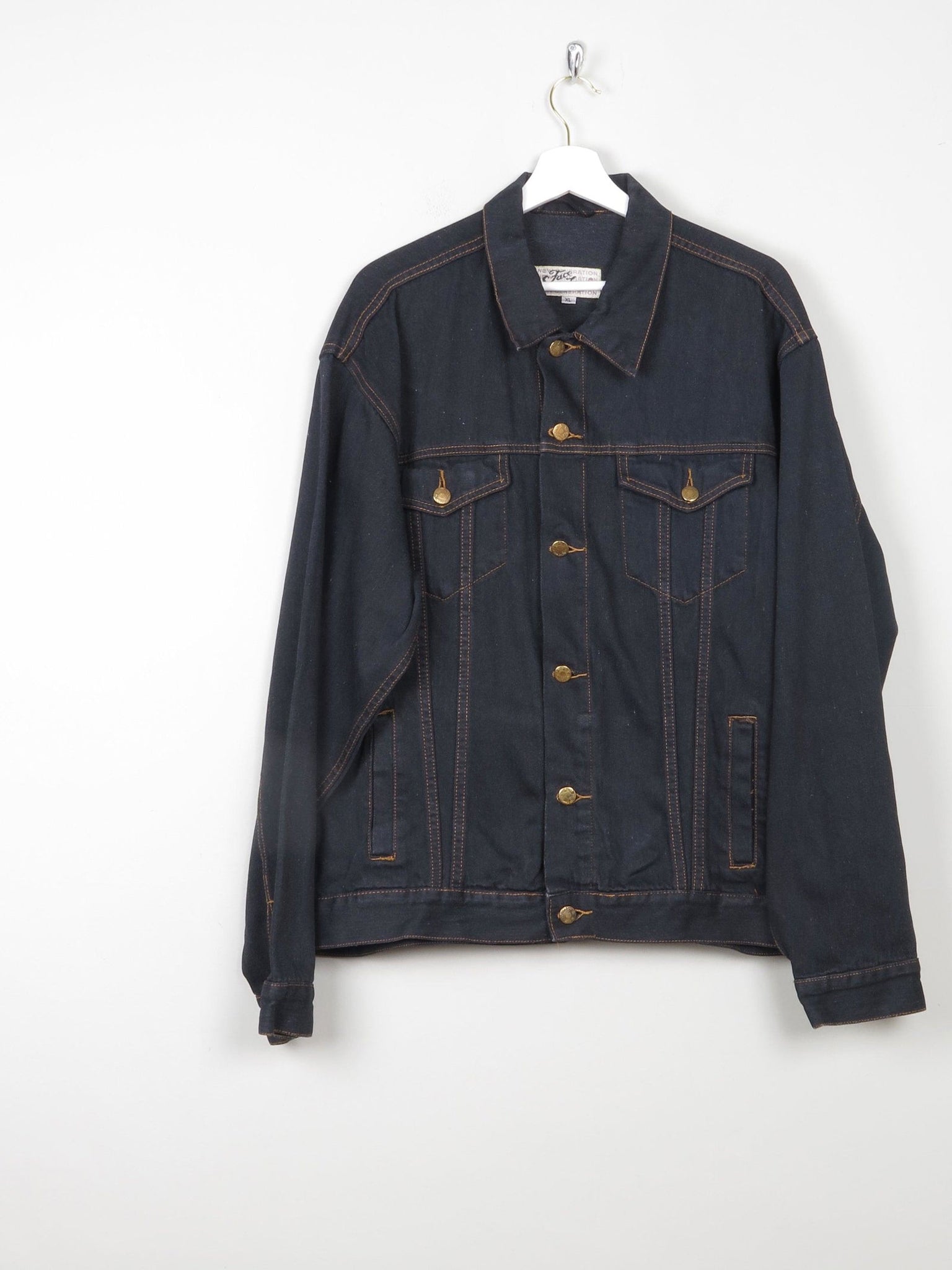 Men's Vintage Charcoal Black Denim Jacket L - The Harlequin