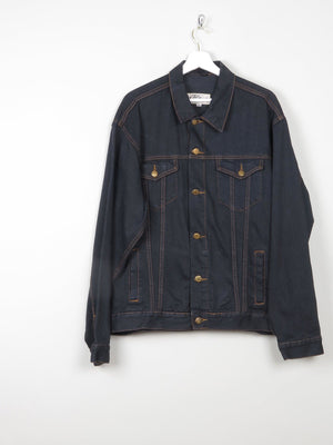 Men's Vintage Charcoal Black Denim Jacket L - The Harlequin