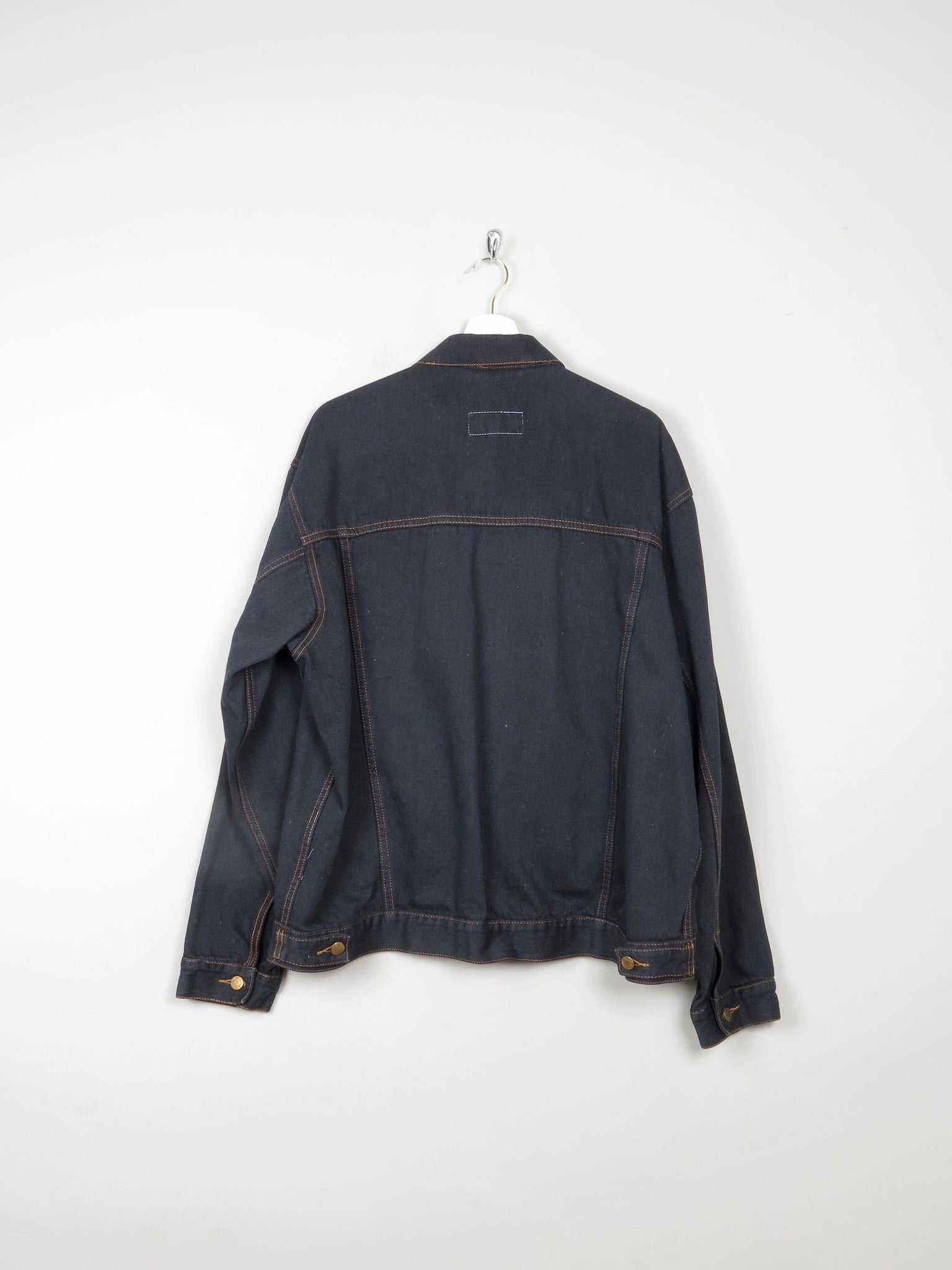 Men's Vintage Charcoal Black Denim Jacket L - The Harlequin