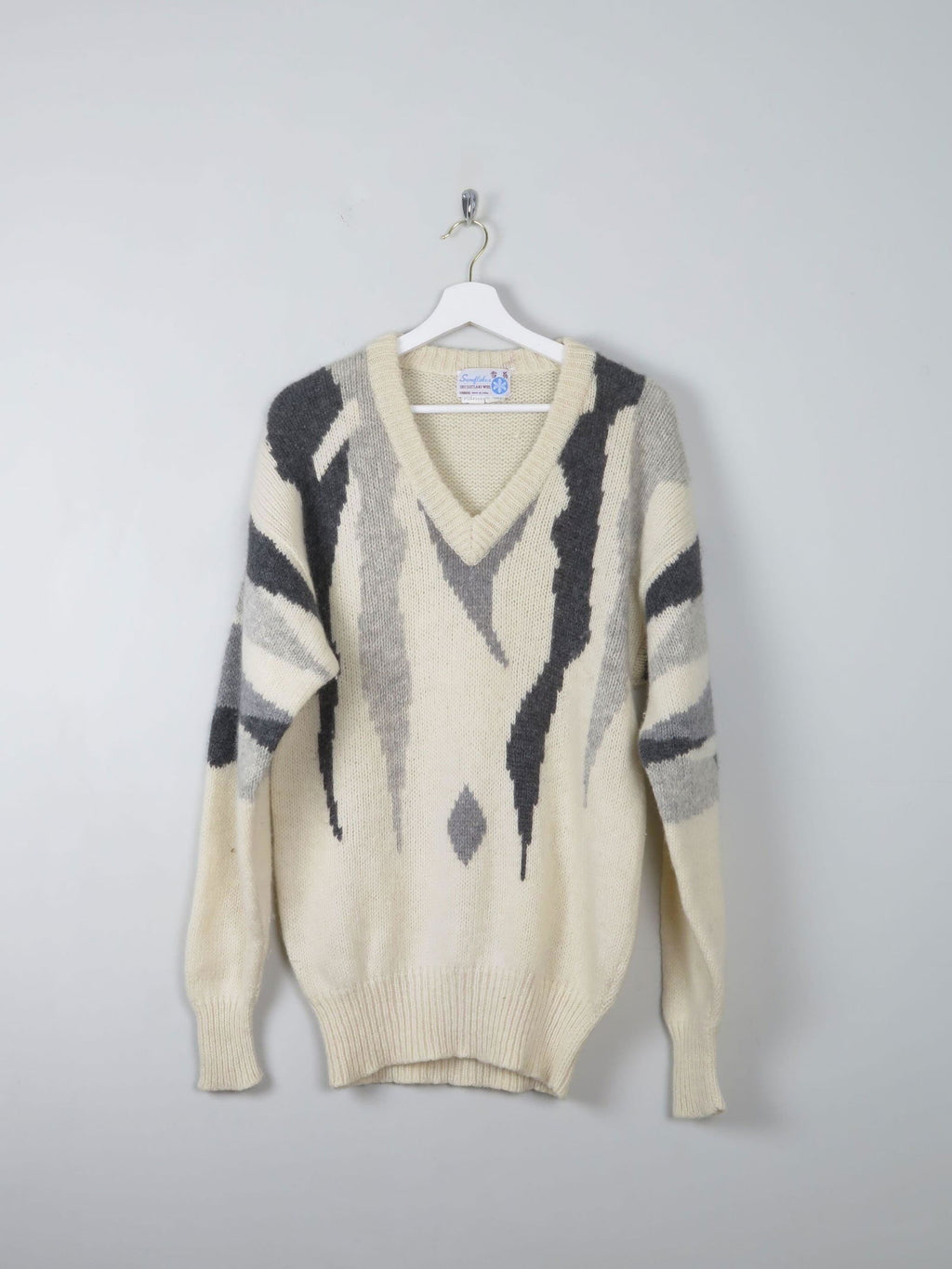 Men's Vintage Cream Shetland  Wool Jumper M - The Harlequin