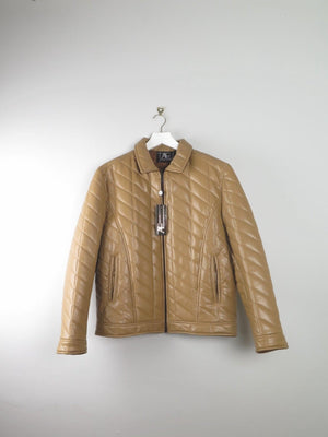 Men's Vintage Dark Cream Mustard Quilted Jacket PVC Never Worn L - The Harlequin