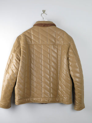 Men's Vintage Dark Cream Mustard Quilted Jacket PVC Never Worn L - The Harlequin