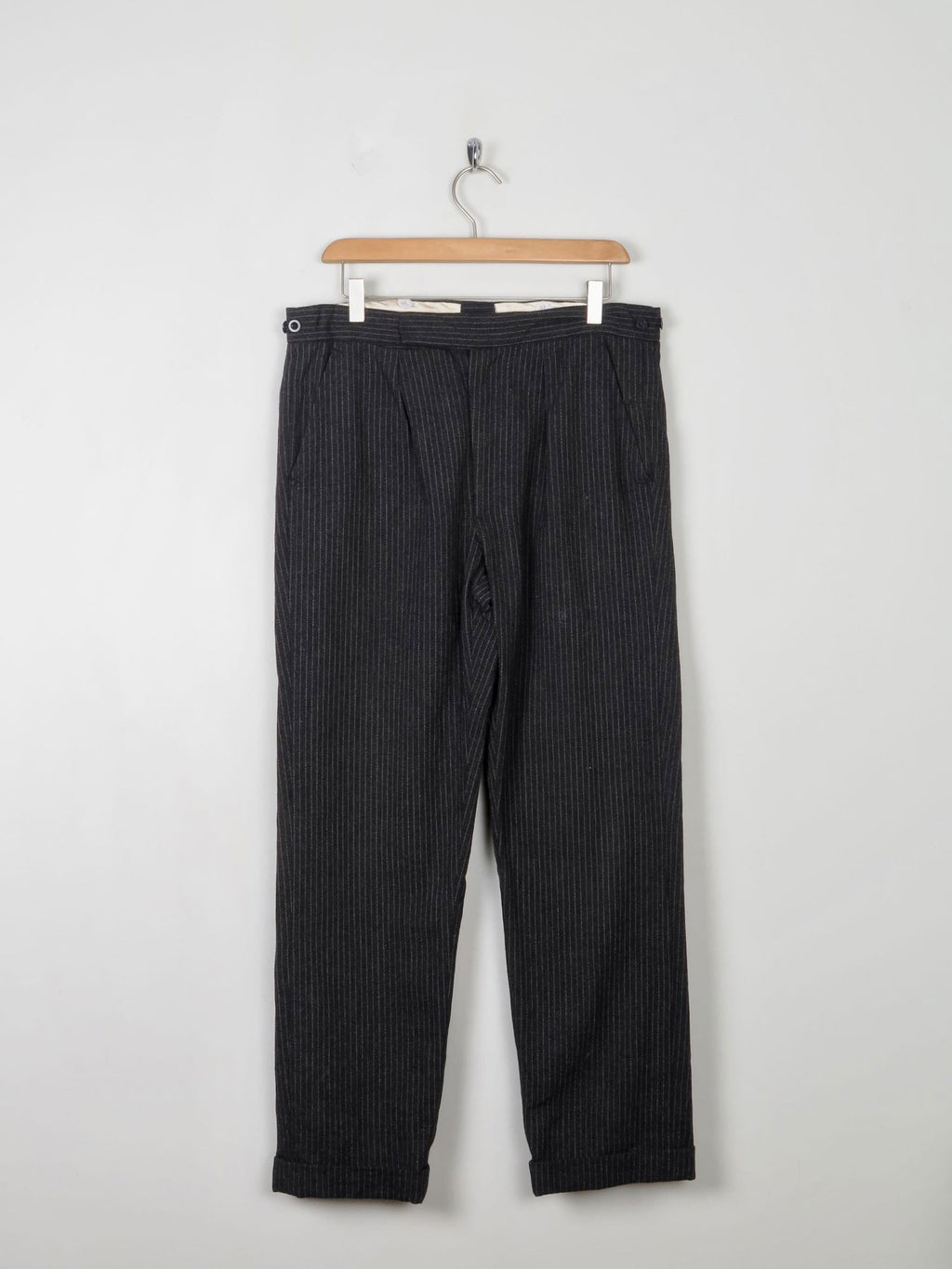 Men's Vintage Dark Grey Striped Trousers 32"/33" - The Harlequin