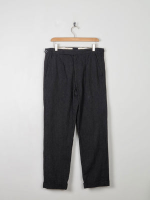 Men's Vintage Dark Grey Striped Trousers 32"/33" - The Harlequin