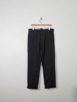 Men's Vintage Dark Grey Striped Trousers 32"/33" - The Harlequin