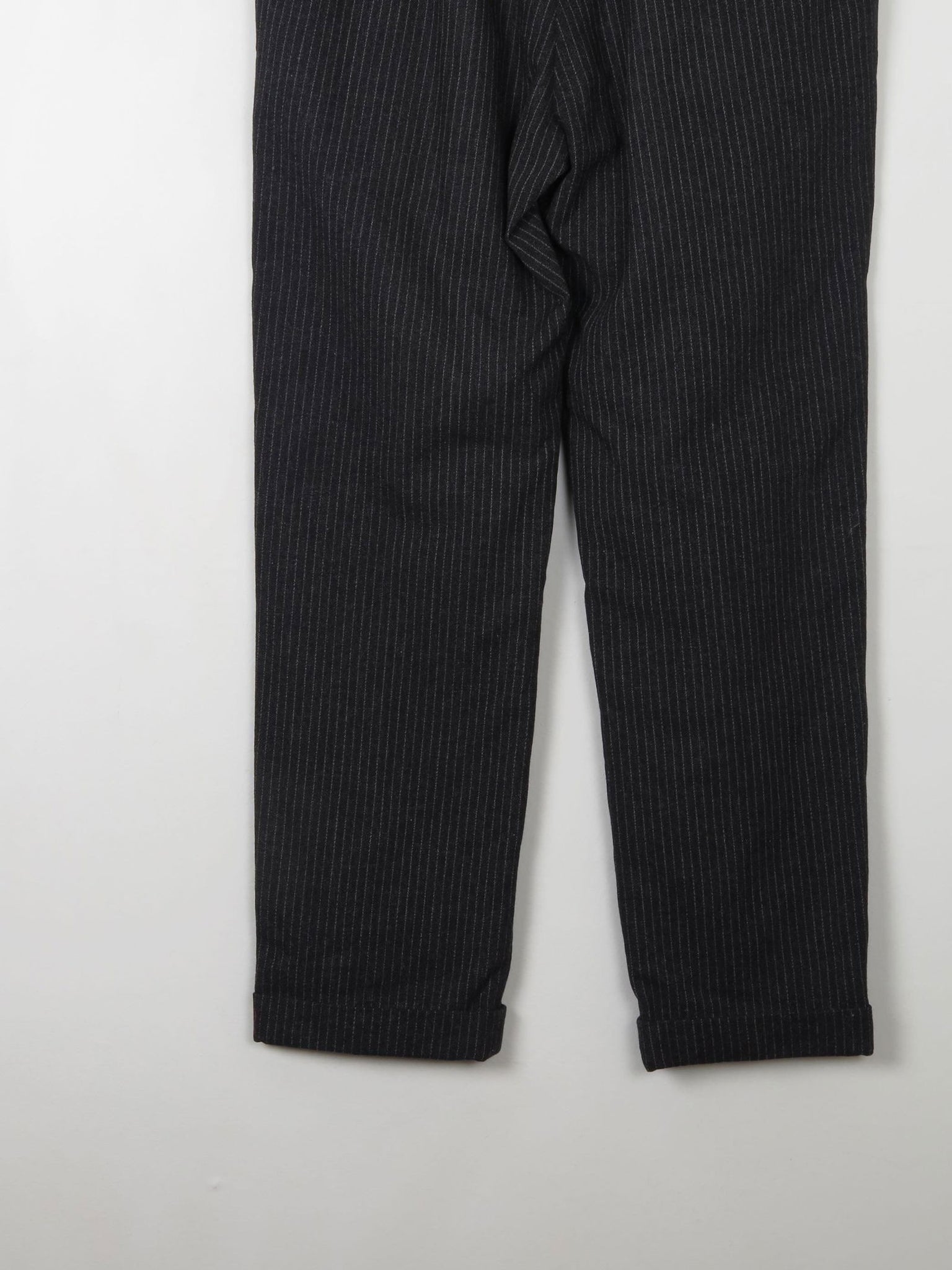 Men's Vintage Dark Grey Striped Trousers 32"/33" - The Harlequin