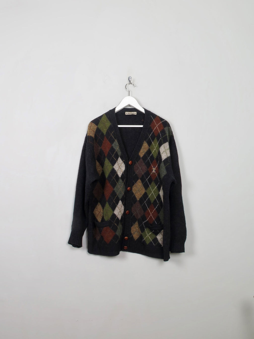 Men's Vintage Diamond Pattern Cardigan M/L - The Harlequin
