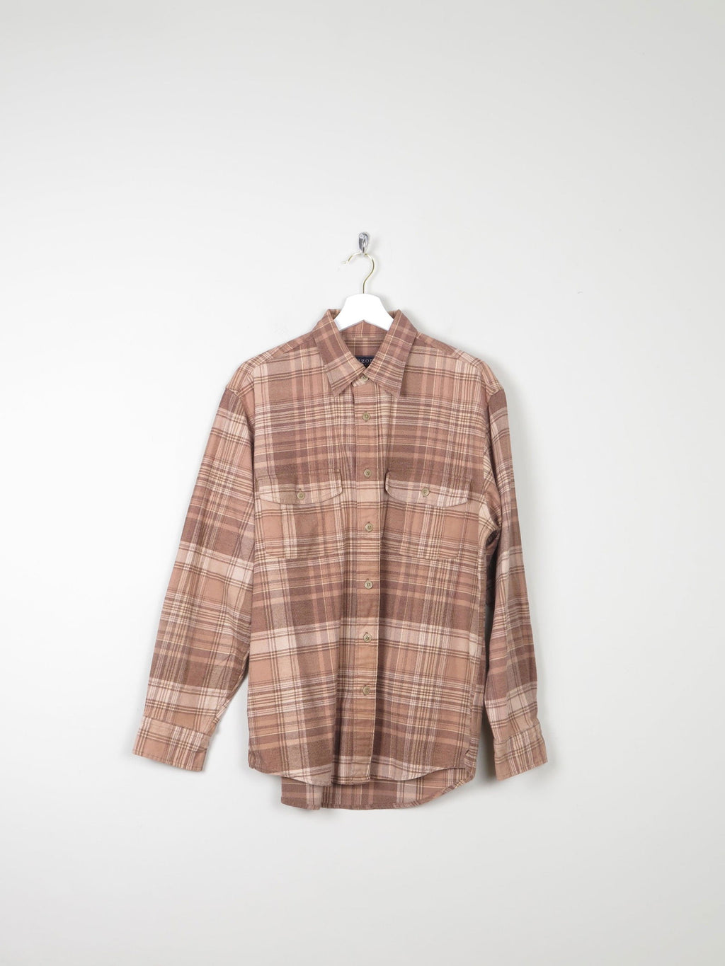 Men's Vintage Flannel Shirt Brown & Beige M - The Harlequin