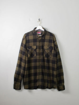 Men's Vintage Flannel Shirt Green & Black Check Wrangler XL - The Harlequin