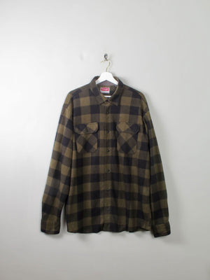 Men's Vintage Flannel Shirt Green & Black Check Wrangler XL - The Harlequin