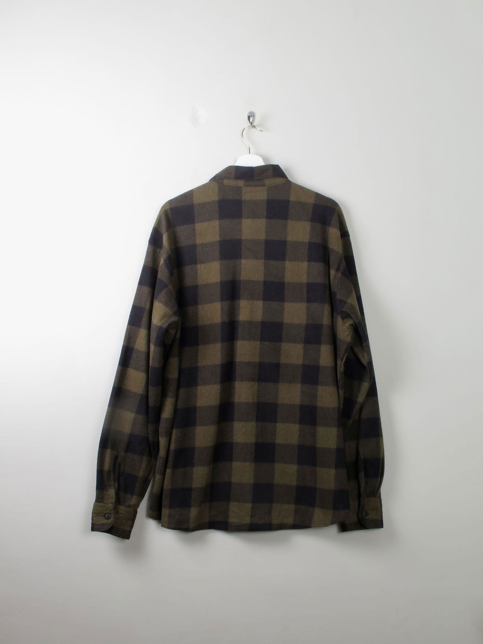 Men's Vintage Flannel Shirt Green & Black Check Wrangler XL - The Harlequin