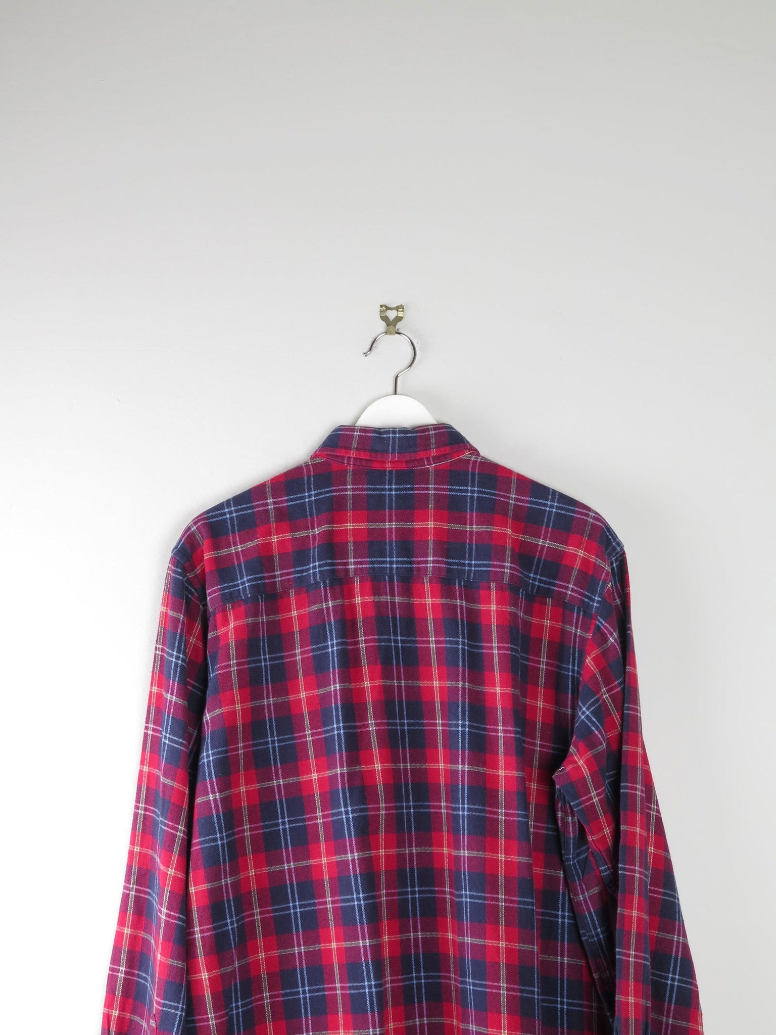 Men's Vintage Flannel Shirt Red & Navy L/XL - The Harlequin