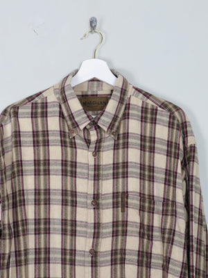 Men's Vintage Flannel Shirt With Green & Wine Checks L Oversized - The Harlequin