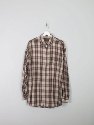 Men's Vintage Flannel Shirt With Green & Wine Checks L Oversized - The Harlequin