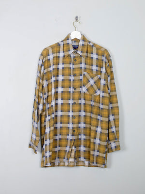 Men's Vintage Flannel Shirt Yellow & Grey S/M - The Harlequin
