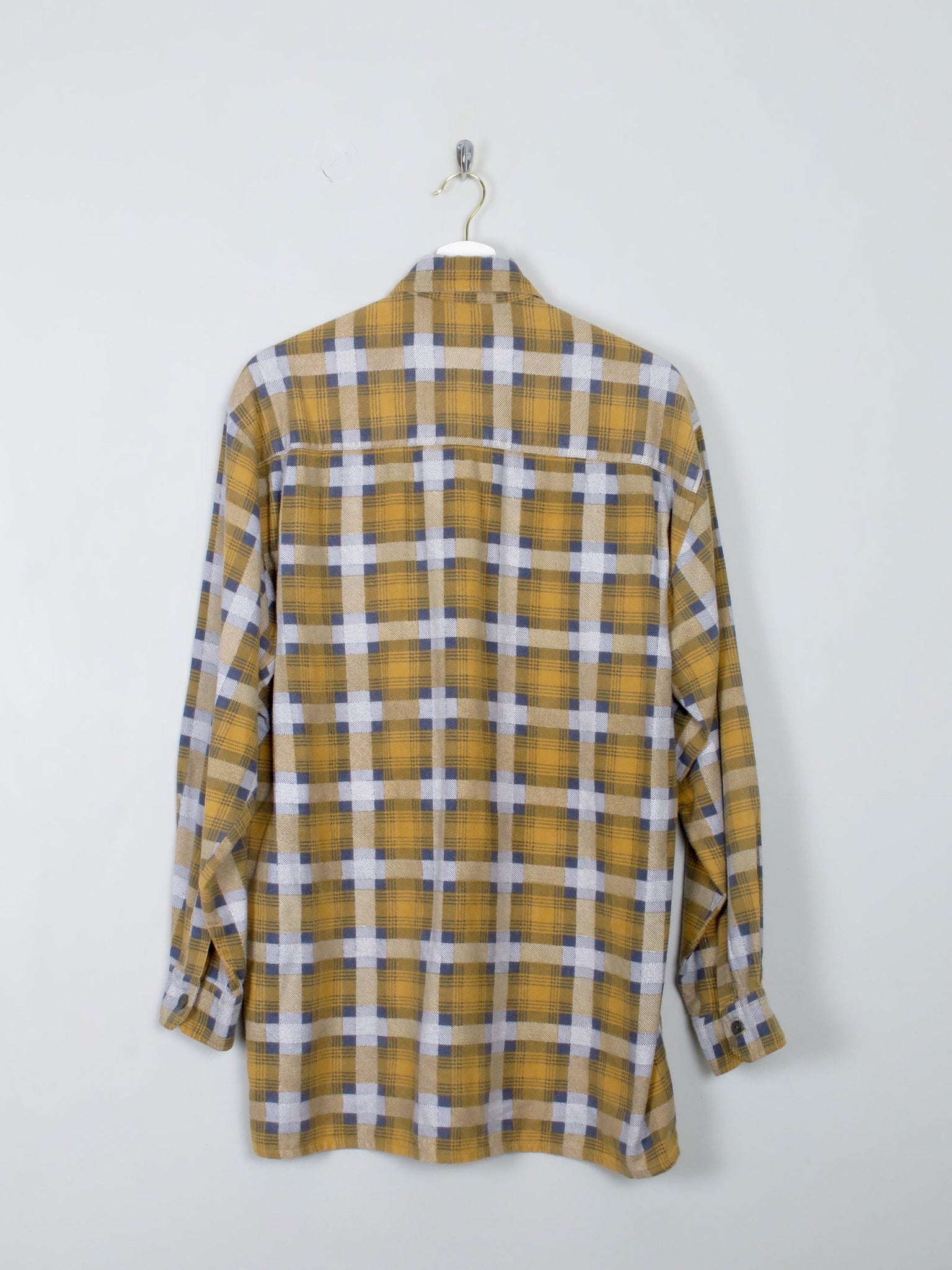 Men's Vintage Flannel Shirt Yellow & Grey S/M - The Harlequin
