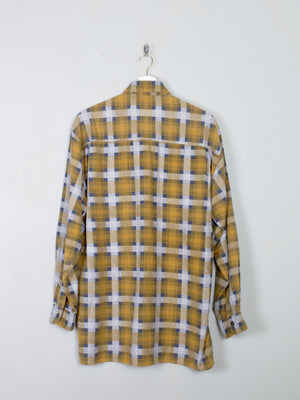 Men's Vintage Flannel Shirt Yellow & Grey S/M - The Harlequin