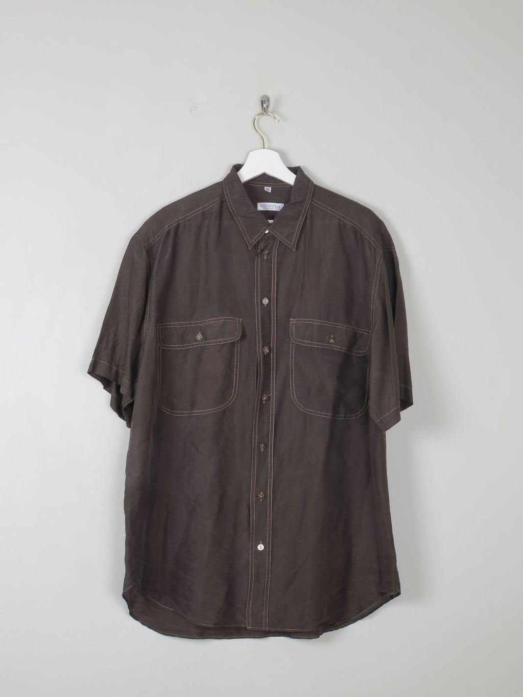 Men's Vintage Green/Black Silk Shirt L - The Harlequin