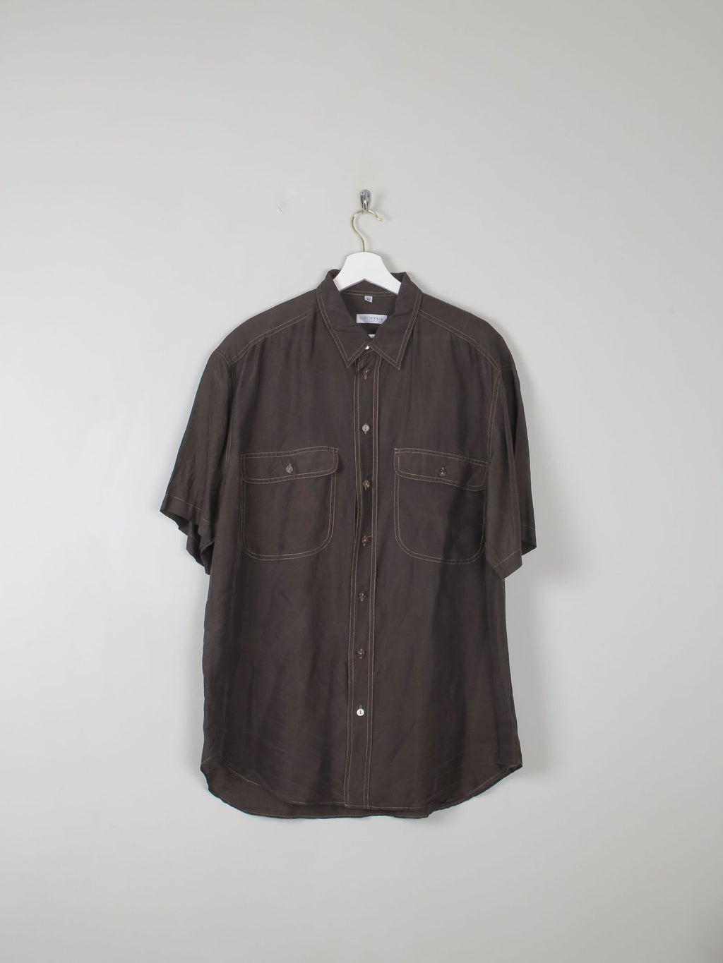 Men's Vintage Green/Black Silk Shirt L - The Harlequin