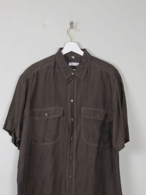 Men's Vintage Green/Black Silk Shirt L - The Harlequin