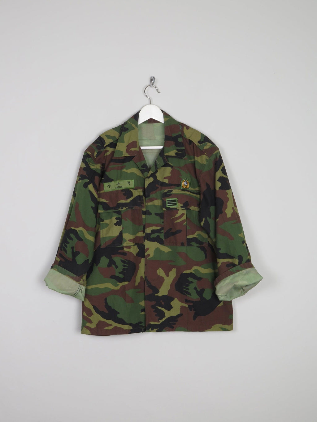 Men's Vintage Green Camouflage Army Shirt M - The Harlequin