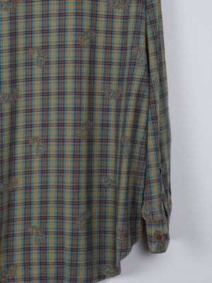 Men's Vintage Green Printed Gap Shirt M - The Harlequin