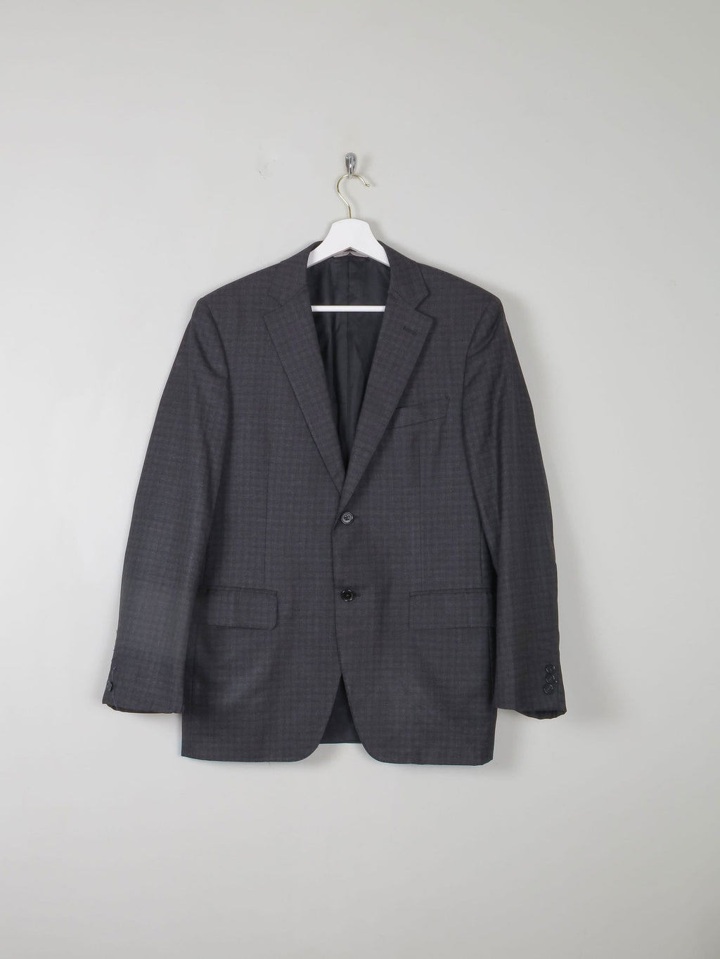 Men's Vintage Grey & Black Check Jacket By Canali 38 R - The Harlequin