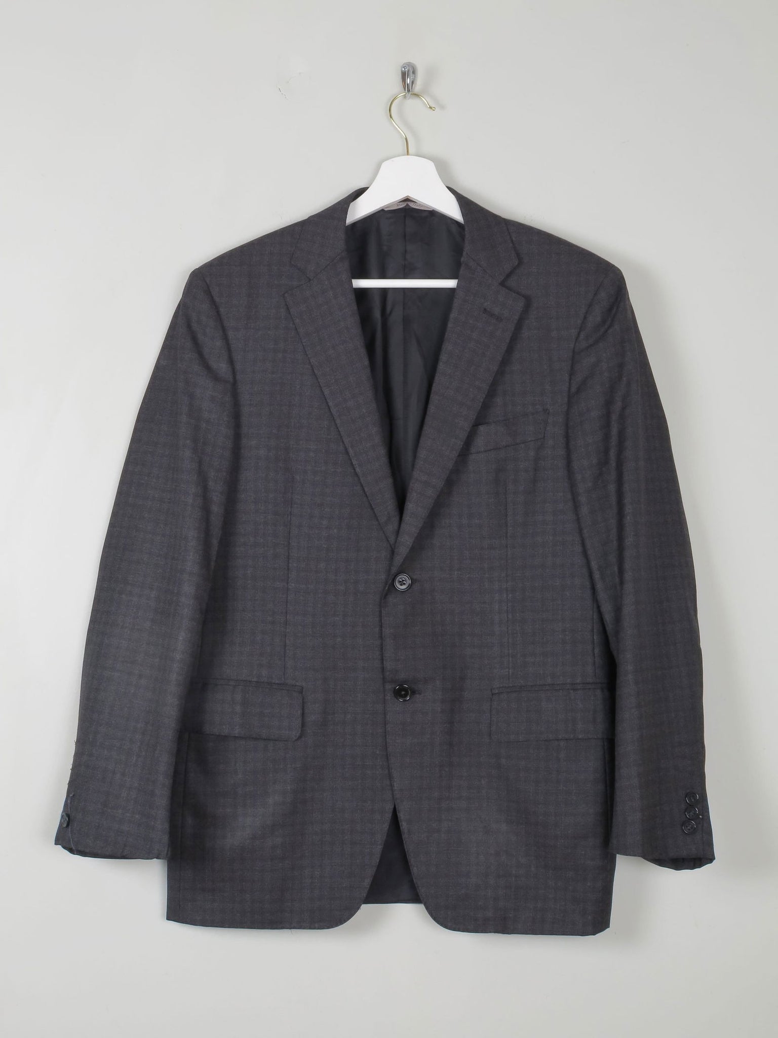 Men's Vintage Grey & Black Check Jacket By Canali 38 R - The Harlequin