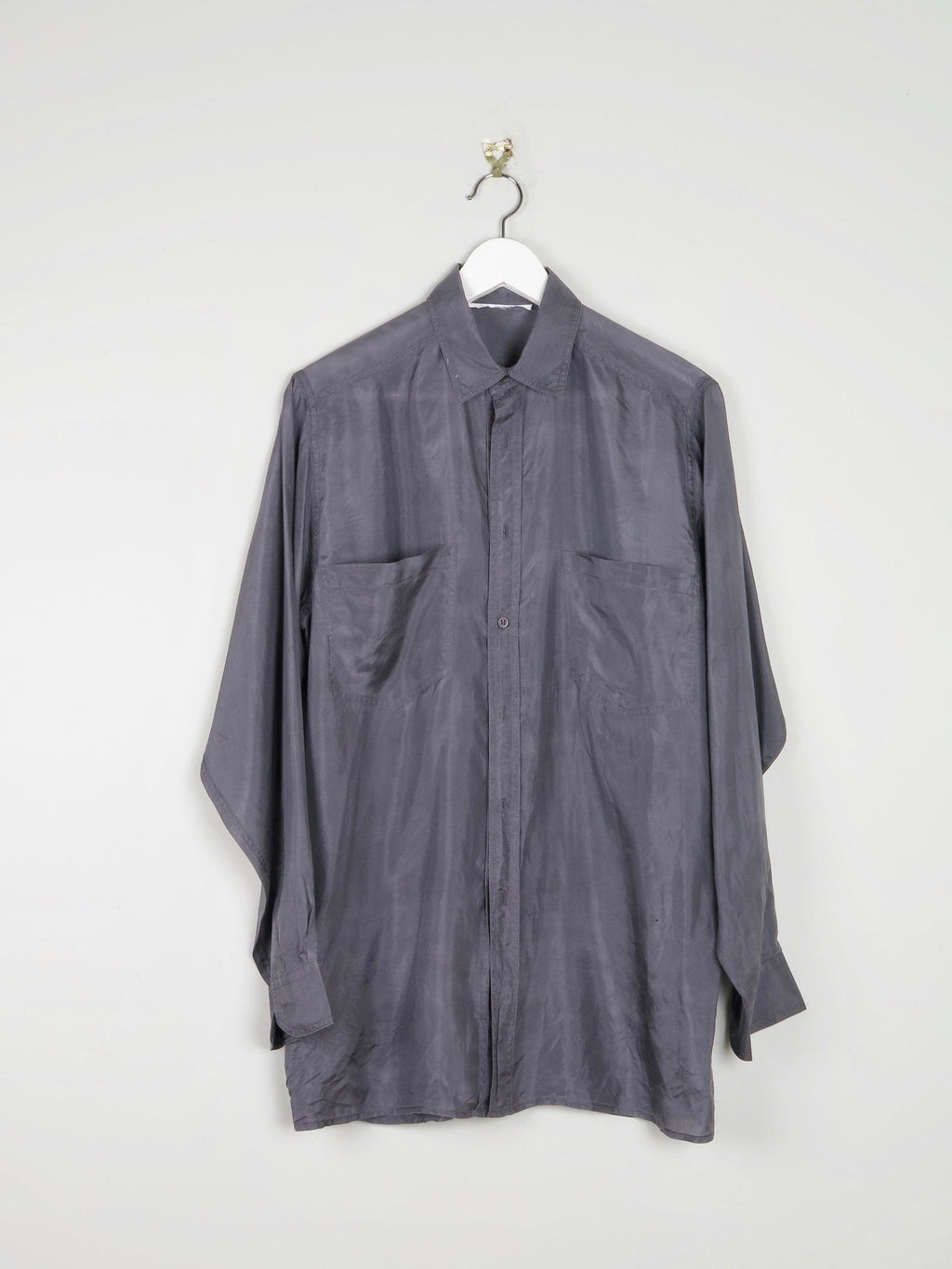 Men's Vintage Grey Silk Shirt S *slightly damaged * - The Harlequin