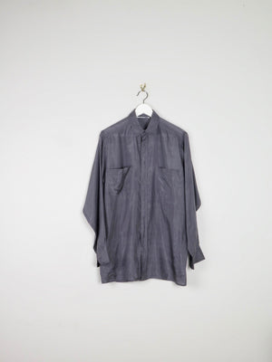 Men's Vintage Grey Silk Shirt S *slightly damaged * - The Harlequin