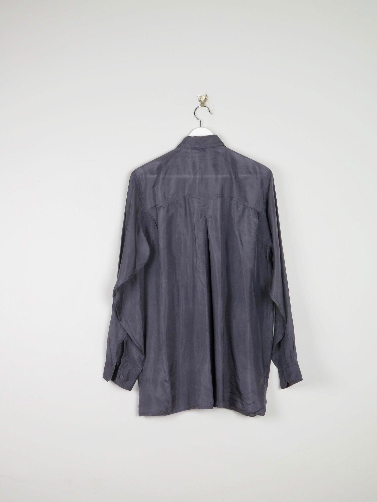 Men's Vintage Grey Silk Shirt S *slightly damaged * - The Harlequin