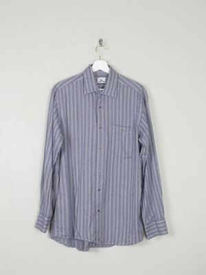 Men's Vintage Grey Striped Lacoste Shirt M - The Harlequin