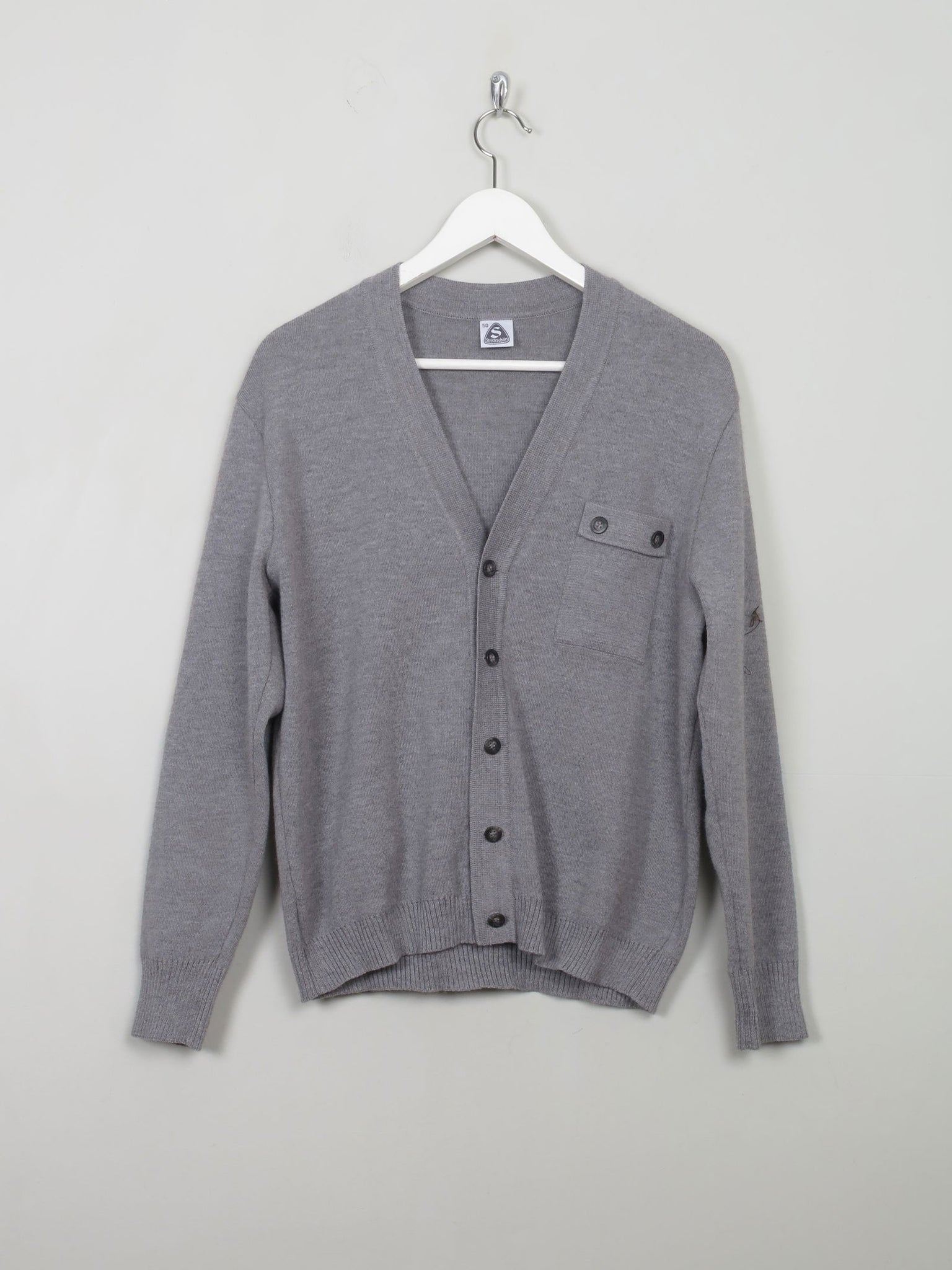 Men's Vintage Grey Wool Cardigan XS/S - The Harlequin